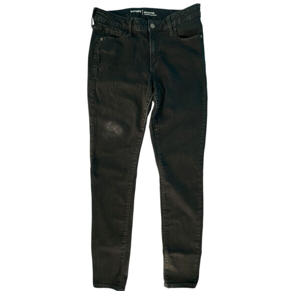 Old Navy RockStar Mid Rise Skinny Jeans Black Size 10 Long - Picture 2 of 13
